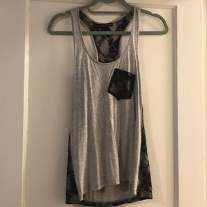 Venus black lace grey tank